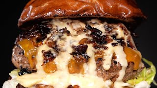 Pretzel Bun Burger with Bacon Jam  ASMR Cooking [upl. by Devaj997]