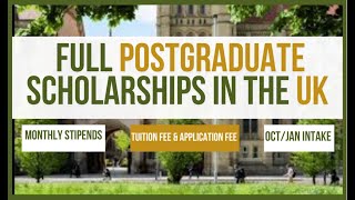 UK Scholarships Stipend amp Full Tuition for International PhD and Postgraduate Students [upl. by Erodoeht]