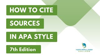 How to Cite Sources in APA Style  7th Edition [upl. by Aivatnwahs827]