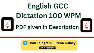 GCC English Dictation 100 WPM  English General  gccdictations gcc [upl. by Nevek]