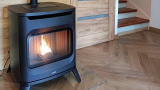 Designerski kominek na pellet Cadel Hublot 🥰 kominek pellet piec pelletstove [upl. by Apurk]