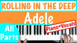 How to play ROLLING IN THE DEEP  Adele Piano Chords Tutorial [upl. by Bealle104]