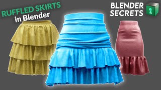 Ruffled Skirts  Virtual Fashion  1minute Blender Tutorial  Blender Secrets [upl. by Marni]