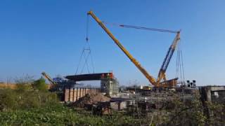 Beams are lifted into place on the Northern Distributor Road [upl. by Hanej]