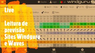 Live  Leitura de previsão dos sites windguru e wavescombr [upl. by Aubine]