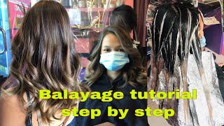 Simple Balayage hair color Tutorial  Dark Ash Blonde Balayage full process [upl. by Aneet100]