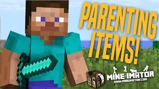 Mineimator Tutorial  Parenting How to make your character hold Items  Part 5 [upl. by Garate]