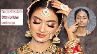 Combination skin bridal makeup tutorial step by step✅ Using affordable products [upl. by Retsek]