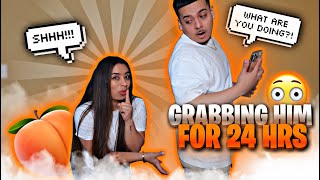 Grabbing My Boyfriends CHEEKS For 24 Hours Hilarious [upl. by Leahcimrej]