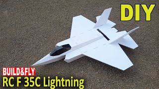 How To Make RC Plane Using Foamboard  DIY Rc F 35 Lightning [upl. by Ahsahtan]