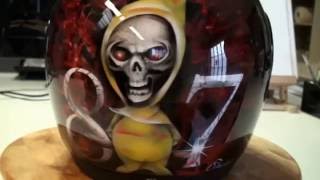 Casque le sourire airbrush speed painting skull Roof helmet aérographie [upl. by Azer682]