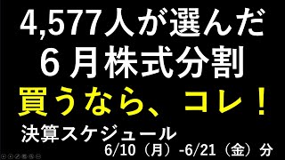 ６月の株式分割と決算スケジュール。荏原製作所、日立製作所、アシックス、豊田通商、三井物産の決算と株価。～あす上がる株。最新の日本株での株式投資。高配当株やデイトレ情報も ～ [upl. by Alla]