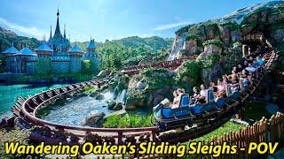 Wandering Oaken’s Sliding Sleighs Roller Coaster POV  World of Frozen  Hong Kong Disneyland 2014 [upl. by Rowell]