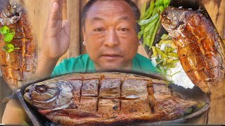 Whole baked roasted fish with beans amp king chili  Naga Style mukbang  khipsvlog3739 [upl. by Vanthe]