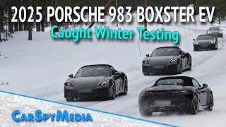 2025 Porsche 983 Boxster EV Prototype With Production Lights Spied Again Winter Testing [upl. by Karine743]