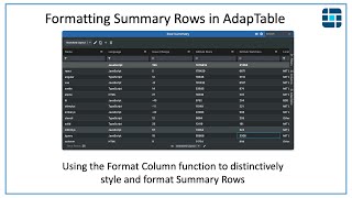 Formatting Summary Rows in AdapTable [upl. by Dinsdale420]