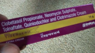 Clobetasol Propionate Neomycin Sulphate Tolnaftate Quiniodochlor and Clotrimazole Cream Tigerdrem [upl. by Joelly]