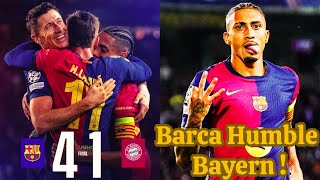 FC Barcelona vs Bayern Munich 41 Review  Raphinha hat trick  Barcelona Humble Bayern Munich [upl. by Adnotal]