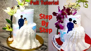 First Wedding Anniversary Cake  Anniversary Cake With Beautiful Couple  Anniversary Cake Design [upl. by Ahsenad]