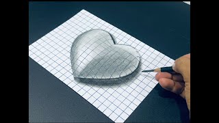 How to draw 3D Heart on paper for beginners [upl. by Nydroj841]