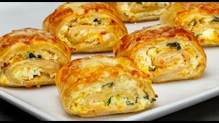 3 steps and the appetizer is ready Puff pastry rolls with cream cheese for any event [upl. by Neelak]