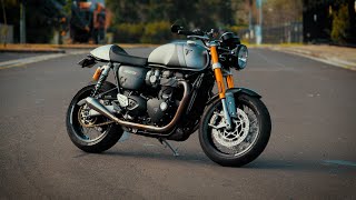 Triumph Thruxton RS slipon exhausts Weslake Shorty Pro [upl. by Colburn]