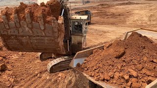 Huge Terex RH170 Shovel Excavator Loading Dumpers In Different Mining Sites  Mega Machines Movie [upl. by Anomis]