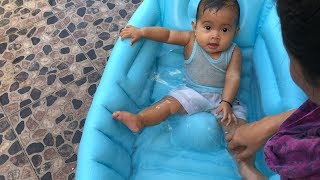 Unboxing Kolam Anak Bayi Mandi Lucu Warna Biru  Cute Baby Bath Time [upl. by Novaelc]