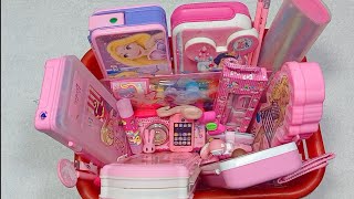 Basket full of Stationery collection Barbie pencil box unicorn stationery set beauty eraser set [upl. by Trebliw]