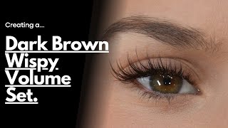 Wispy Lash Mapping Breakdown  Dark Brown Volume Eyelash Extensions on a Sensitive Client [upl. by Hammock]