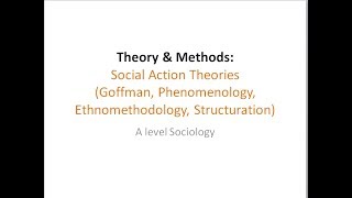 05 Social Action Theories 02 Goffman Phenomenology Ethnomethodology Structuration [upl. by Aynekat]