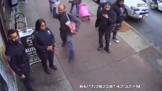 Shocking video shows suspect assaulting NYPD officer in the Bronx [upl. by Artinek]