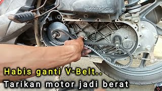 Habis ganti VBELT tarikan motor kok jadi berat tips mengatasi nya [upl. by Aistek]