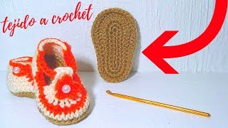 SUELAS TEJIDAS A CROCHET PASO A PASO PARA ZAPATITOS DE BEBE de 3 a 6 Meses  Plantillas [upl. by Ahsya]