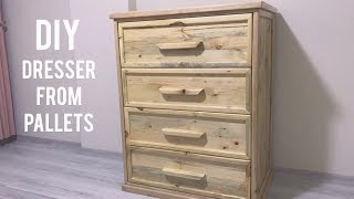 Paletten şifonyer yapımı  Making dresser from pallets  Diy dresser from pallets  Wooden dresser [upl. by Guss245]