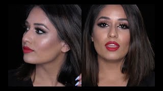 Makeup Tutorial  MAC Warm Neutral Palette amp MAC Russian Red Lipstick [upl. by Julee]