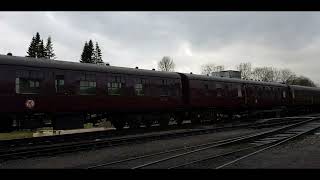 AMAZING USA WHISTLES USATC S160 Class No 6046 departs Cheddleton Station [upl. by Ultima]