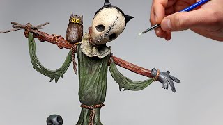 I Made a Spooky Scarecrow Diorama Polymer Clay Halloween Timelapse Tutorial [upl. by Hennessy]