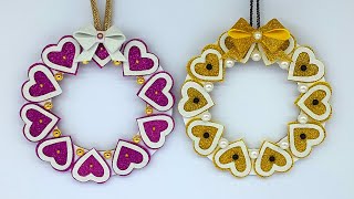 Beautiful Christmas Wreath  How to Make Paper Wreath  Heart Shaped Wreath  Dollar Tree DIY [upl. by Riddle394]