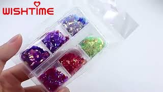 WISHTIME Fashion Trend Gold Silver Metal Solid Color Aluminum Flakes Foils Paper Foil Nail Art [upl. by Batory]