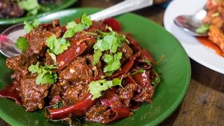 Sikkimese Food in Thimphu Bhutan  Incredible Beef and Fireball Chilies Day 5 [upl. by Aserehc644]