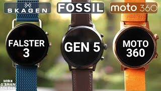 MOTO 360 vs FOSSIL GEN 5 vs SKAGEN FALSTER 3 Best Wear OS Watches [upl. by Ennoryt]