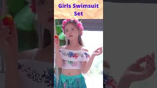 Encanto Isabela Girls Swimsuit Set Children Swimwear Two Piece Set 2PCS Isabella Mirabel Costume [upl. by Pepita59]