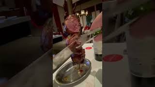 Gaucho Serves Lamb Churrasco Style At Fogo De Chao Brazilian Steakhouse Miami Upscale Restaurant [upl. by Rolyab]