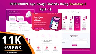 Responsive App Design Website Using Bootstrap 5  Bootstrap 5 Responsive Website Design  Part1 [upl. by Iggy]