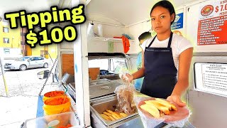 040 cent TACOS  Incredible  Mexican Street Food  Tipping 100 Dollars [upl. by Macintyre]