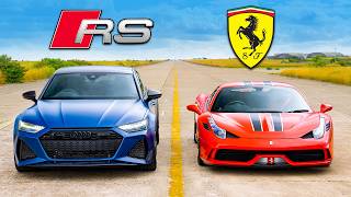 Ferrari 458 Speciale v Audi RS7 Performance DRAG RACE [upl. by Budde]