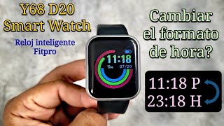 Reloj inteligente Fitpro Y68D20  Cómo Cambiar el Formato de Hora 24H ↔️ 12H [upl. by Backer]