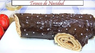 Tronco de Navidad con crema de turrón y chocolate  Receta de Cocina en Familia [upl. by Glynnis]