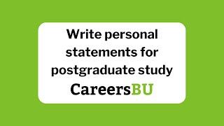 Write personal statements for postgraduate study [upl. by Nerej867]